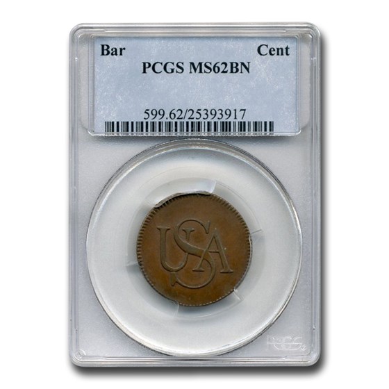 (Circa 1785) USA Bar Cent MS-62 PCGS (Brown) (Circa 1785) USA Bar Cent MS-62 PCGS (Brown)