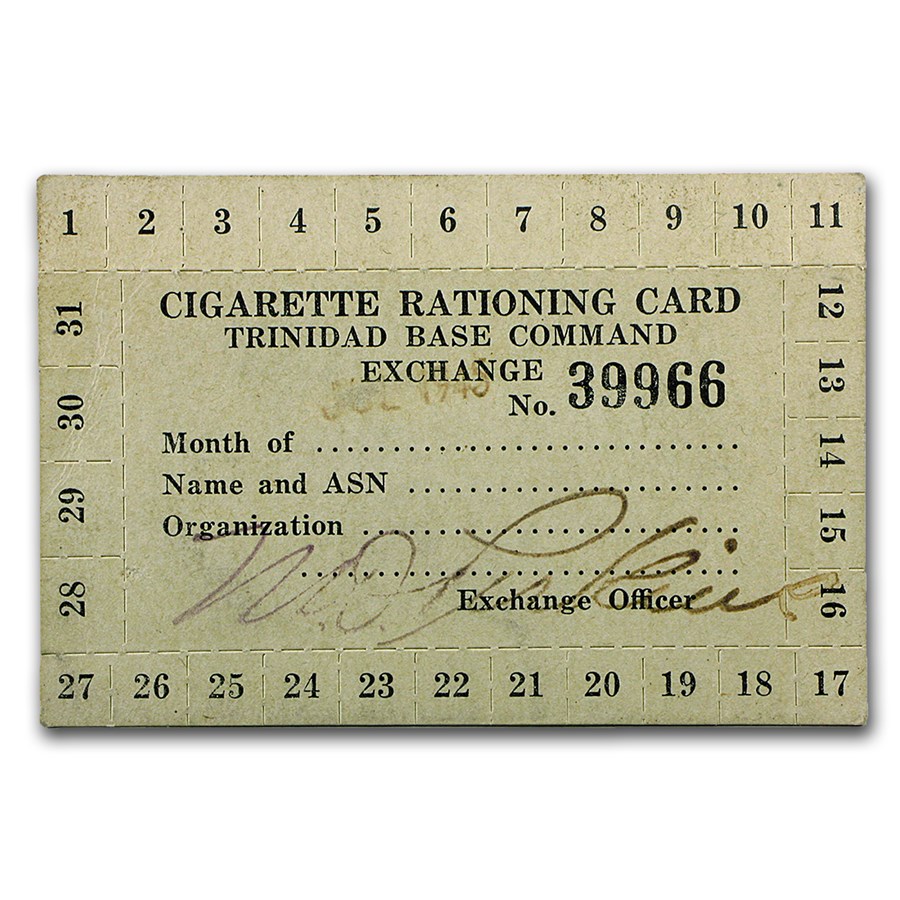 Buy Circa World War II - Cigarette Rationing Card | APMEX