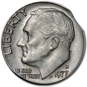 Clad Roosevelt Dimes Avg Circ (Clipped Planchet Error) Clad Roosevelt Dimes Avg Circ (Clipped Planchet Error)