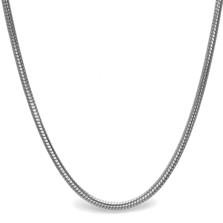 Classic Round Snake Sterling Silver Necklace - 20 in.