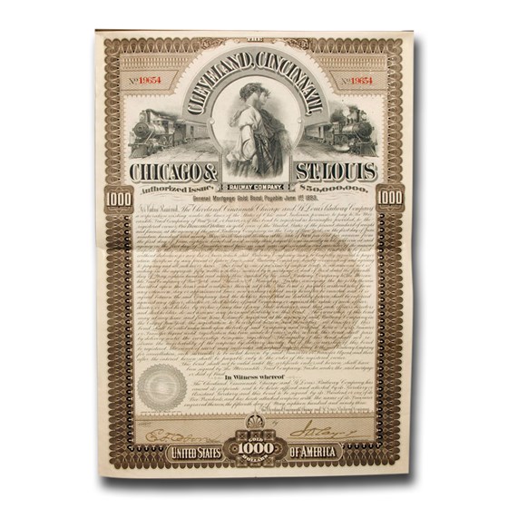 Cleveland, Cincinnati, Chicago & St. Louis Railway Co. Gold Bond Cleveland, Cincinnati, Chicago & St. Louis Railway Co. Gold Bond