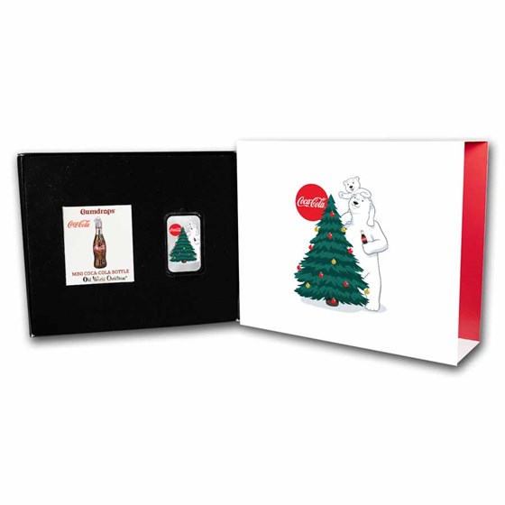 Coca-Cola® 2-Piece Ornament Set w/ 1 oz Silver Bar Coca-Cola® 2-Piece Ornament Set w/ 1 oz Silver Bar