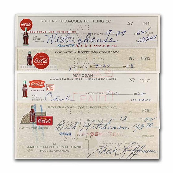 Coca-Cola Bottling Company Check Set of 4 Coca-Cola Bottling Company Check Set of 4