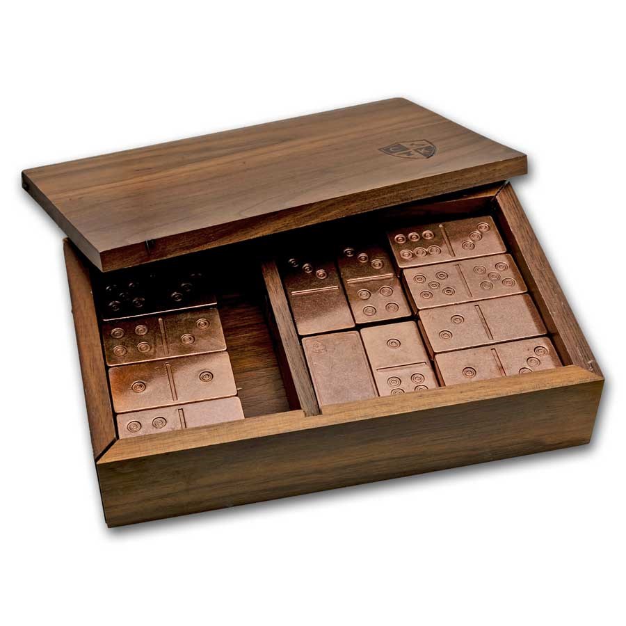 Copper Domino Double Six Set w/ Box - Traditional Viking Design