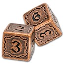 Copper Gaming Dice w/ Leather Bag - Numbered Design