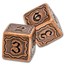 Copper Gaming Dice w/ Leather Bag - Numbered Design
