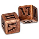 Copper Gaming Dice w/ Leather Bag - Roman Numeral Design