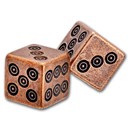 Copper Gaming Dice w/ Leather Bag - Viking Pip Design