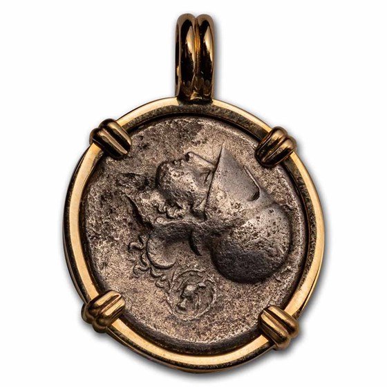 Corinthia Silver Corinth Stater (375-300 BC) 14 K Gold Bezel Corinthia Silver Corinth Stater (375-300 BC) 14 K Gold Bezel