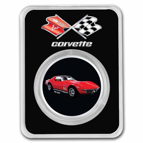 Corvette (1969) Red 1 oz Colorized Silver w/ TEP