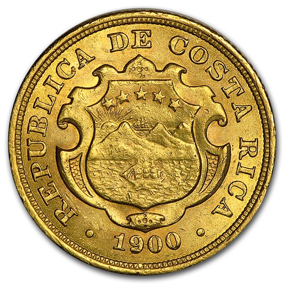 Costa Rica Gold 10 Colones (Random) Avg Circ Costa Rica Gold 10 Colones (Random) Avg Circ