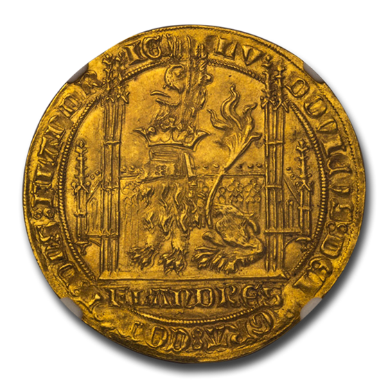 County of Flanders Gold AV Lion d'Or (1346-84 AD) MS-64 NGC County of Flanders Gold AV Lion d'Or (1346-84 AD) MS-64 NGC