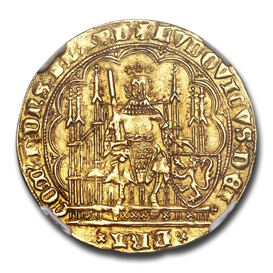 County of Flanders Gold Chaise d'Or (1346-1384 AD) MS-63 NGC County of Flanders Gold Chaise d'Or (1346-1384 AD) MS-63 NGC