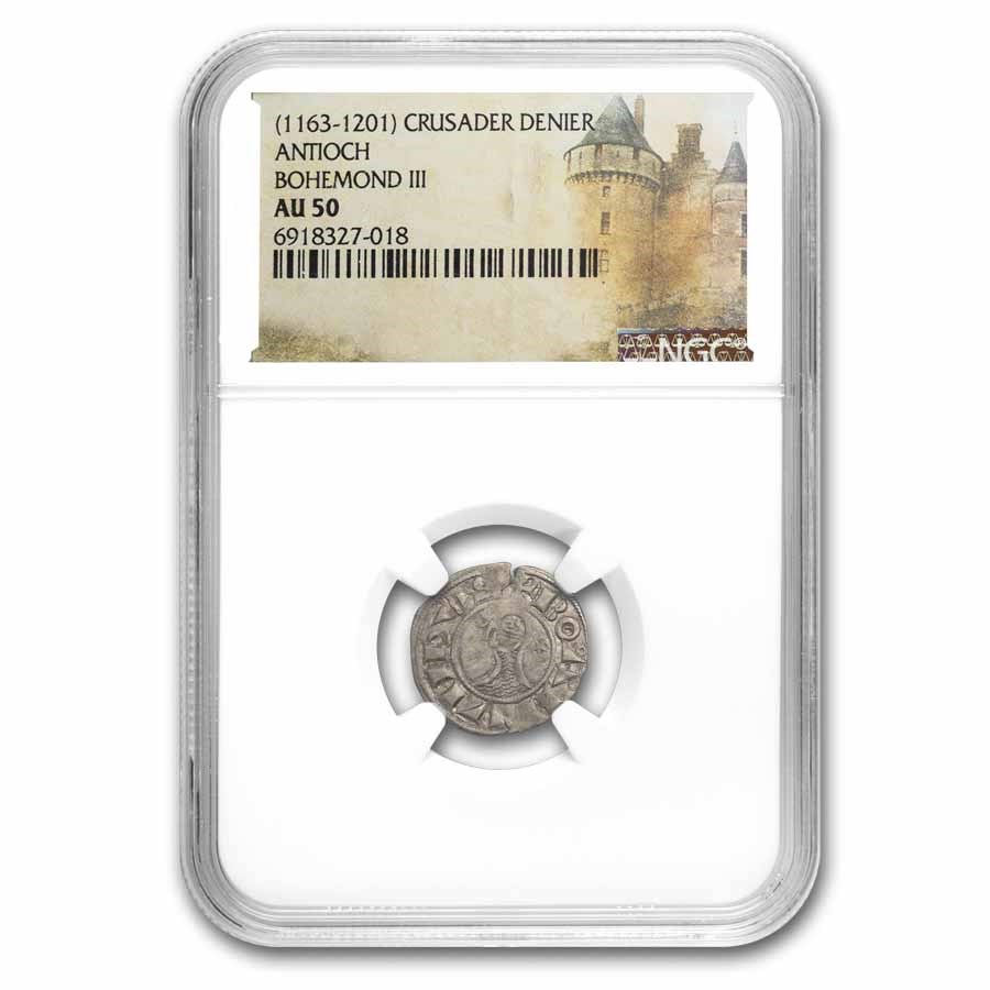 Crusader States Antioch AR Denir Bohemond III 1163-1201 AD AU NGC