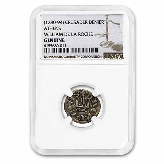 Crusader States Frankish Greece AR Denier (1280-1294 AD) NGC Crusader States Frankish Greece AR Denier (1280-1294 AD) NGC