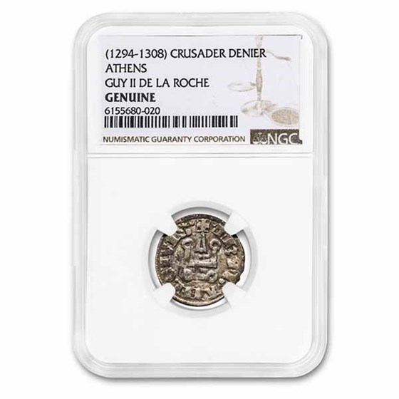 Crusader States Frankish Greece AR Denier (1294-1308 AD) NGC Crusader States Frankish Greece AR Denier (1294-1308 AD) NGC