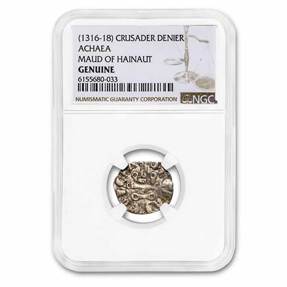 Crusader States Frankish Greece AR Denier (1316-1318 AD) NGC Crusader States Frankish Greece AR Denier (1316-1318 AD) NGC