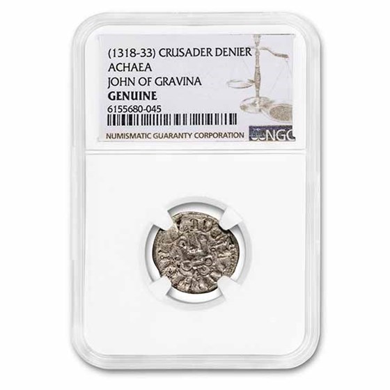 Crusader States Frankish Greece AR Denier (1318-1333 AD) NGC Crusader States Frankish Greece AR Denier (1318-1333 AD) NGC