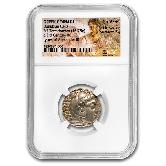 Danubian Celts Tetradrachm Alexander III 3rd Cent. BC Ch VF* NGC Danubian Celts Tetradrachm Alexander III 3rd Cent. BC Ch VF* NGC