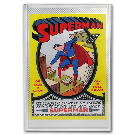 DC Action Comics #1 June 1939 (Superman) - 35 Gram Silver Poster DC Action Comics #1 June 1939 (Superman) - 35 Gram Silver Poster