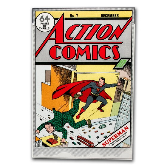 DC Action Comics #7 December 1938 - 35 Gram Silver Poster DC Action Comics #7 December 1938 - 35 Gram Silver Poster