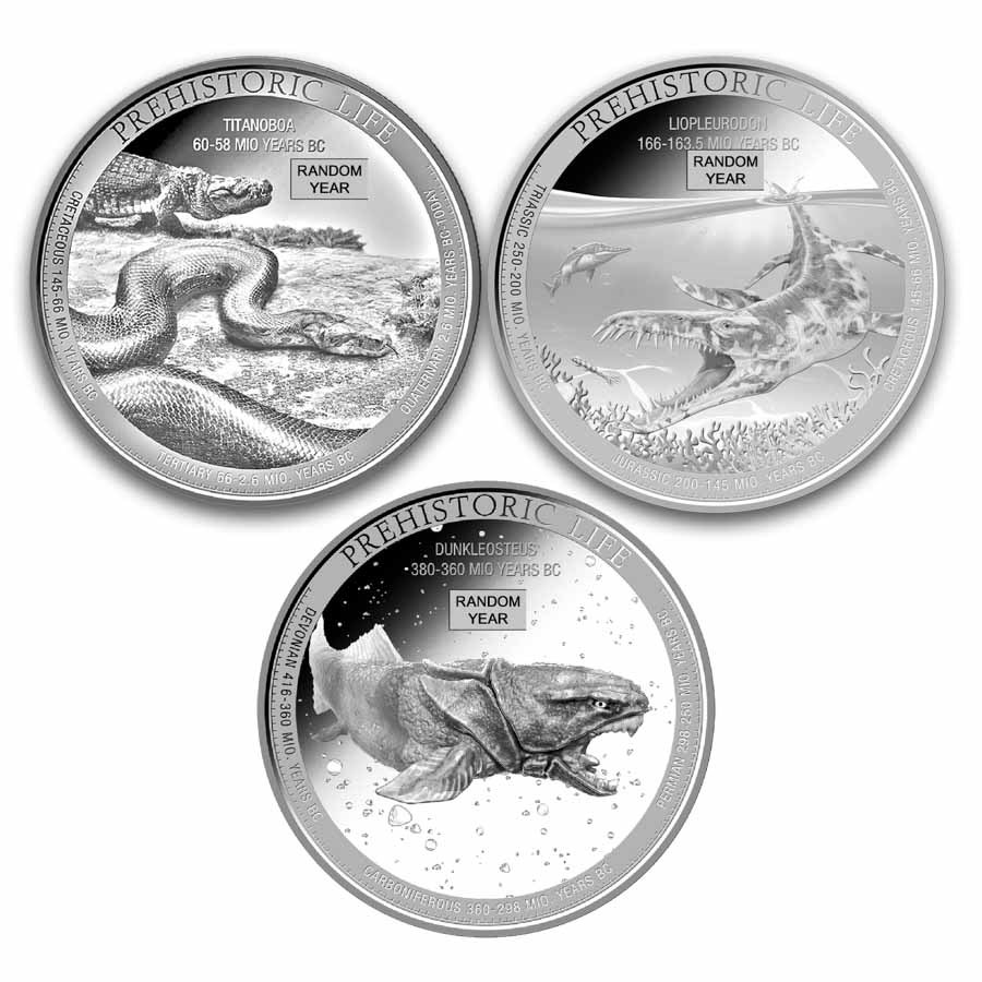 Democratic Rep. of Congo 1 oz Silver Prehistoric Life Random Year