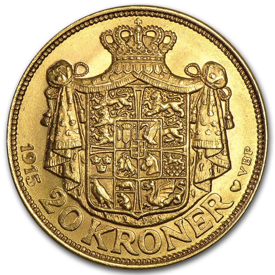 Denmark Gold 20 Kroner Christian X BU (1913-1917)