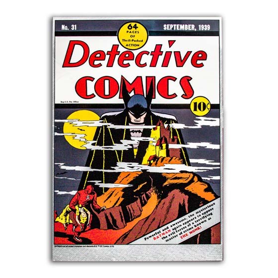 Detective Comics #31 Sept 1939 (Batman) - 35 Gram Silver Foil Detective Comics #31 Sept 1939 (Batman) - 35 Gram Silver Foil