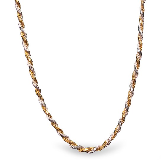 Diamond Cut Rope Sterling Silver Bi-Color Necklace - 20 in Diamond Cut Rope Sterling Silver Bi-Color Necklace - 20 in