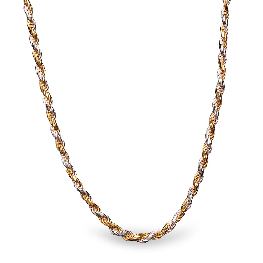 Buy Diamond Cut Rope Sterling Silver Bi-Color Necklace - 24 in | APMEX