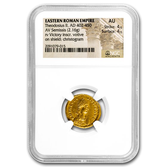 Eastern Roman Empire AV Semissis Theodosius II 402-450 AD AU NGC Eastern Roman Empire AV Semissis Theodosius II 402-450 AD AU NGC