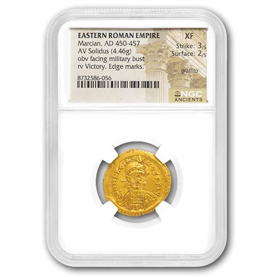 Eastern Roman Empire Gold Solidus Marcian (450-457 AD) XF NGC 3/2