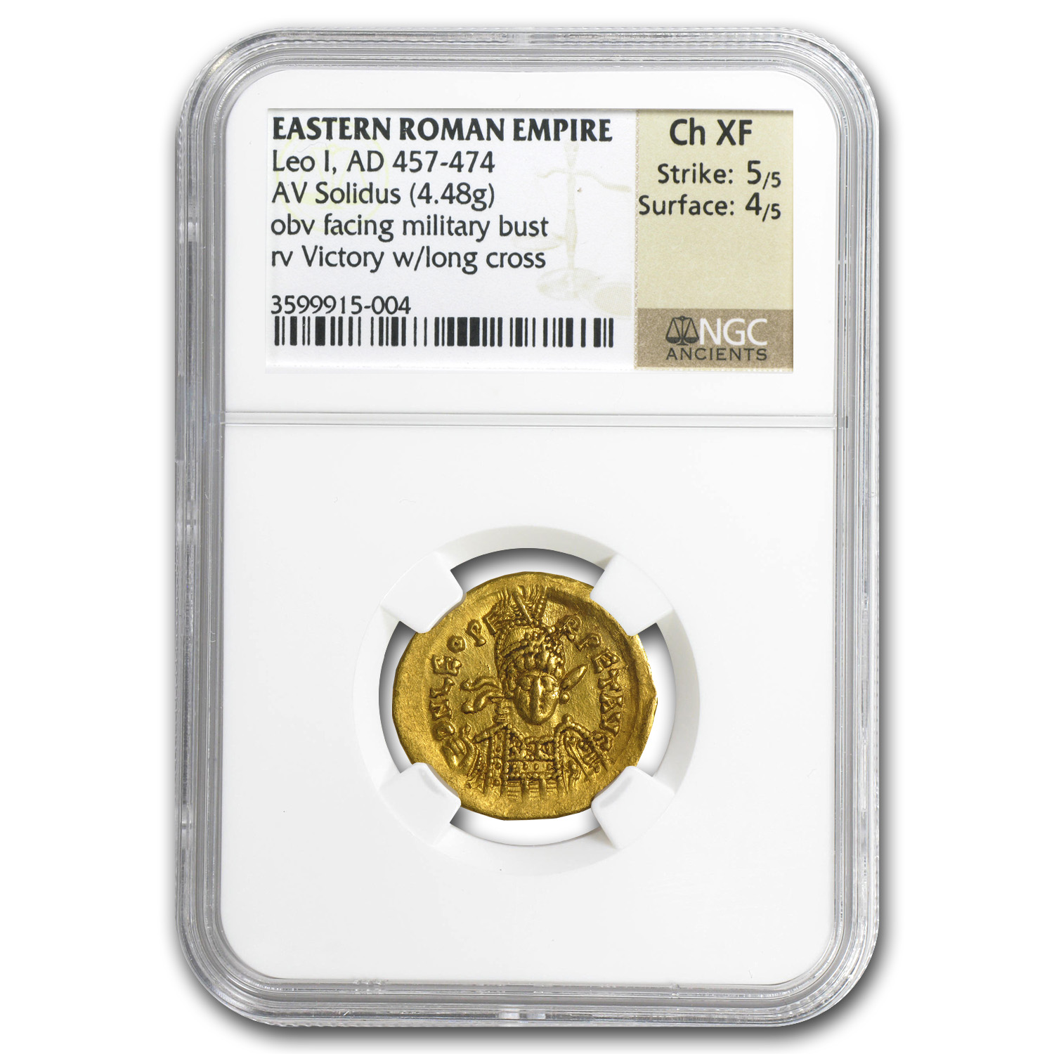 Buy Eastern Roman Gold Solidus of Leo I Ch XF NGC (457-474 AD) | APMEX