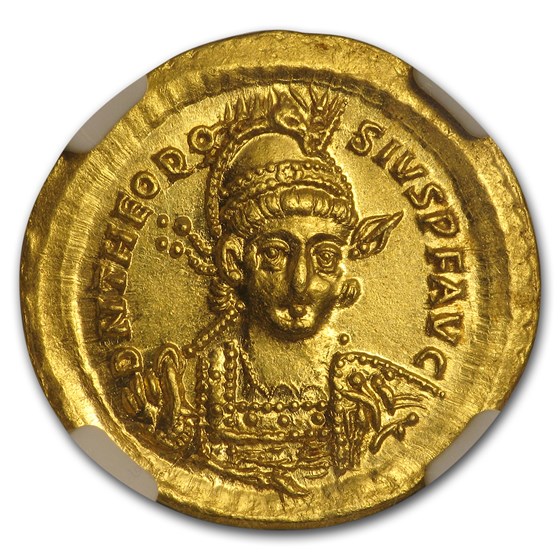 Eastern Roman Gold Solidus Theodosius II (402-450 AD) CH MS NGC Eastern Roman Gold Solidus Theodosius II (402-450 AD) CH MS NGC