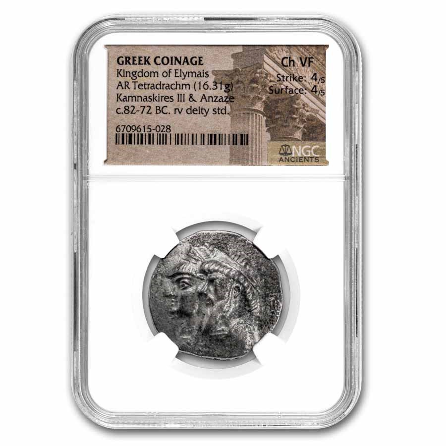 Elymais AR Tetradrachm Kamnaskires III/Ananze 82-72 BC Ch VF NGC