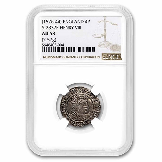 England AR Groat Henry VIII (1526-44 AD) AU-53 NGC England AR Groat Henry VIII (1526-44 AD) AU-53 NGC