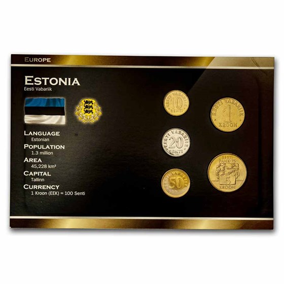 Estonia Pre-Euro 5-Coin Set BU Estonia Pre-Euro 5-Coin Set BU