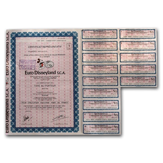 Euro Disneyland S.C.A. Stock Certificate Euro Disneyland S.C.A. Stock Certificate