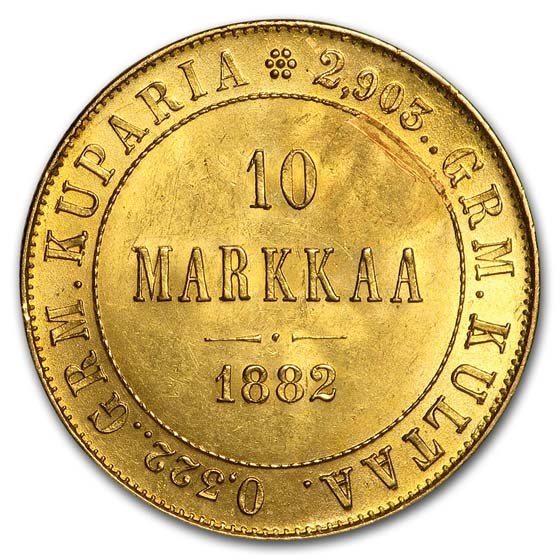 Finland Gold 10 Markkaa (Random) AU-BU
