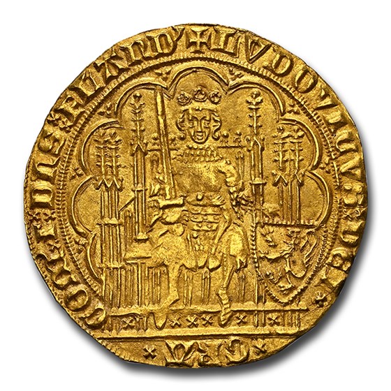 Flanders Gold Chaise d'Or Louis II de Mâle (1346-1384) MS-64 NGC Flanders Gold Chaise d'Or Louis II de Mâle (1346-1384) MS-64 NGC