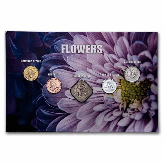 Flower Coins from Around the World 5-Coin Set BU Flower Coins from Around the World 5-Coin Set BU
