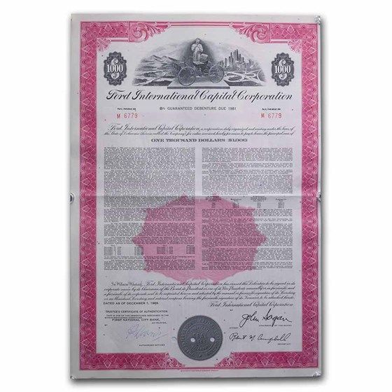 Ford International Capital Corporation Bond Certificate (Pink) Ford International Capital Corporation Bond Certificate (Pink)