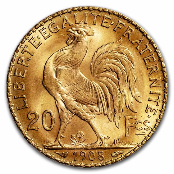 France Gold 20 Francs French Rooster Coin (1899-1914) AU France Gold 20 Francs French Rooster Coin (1899-1914) AU