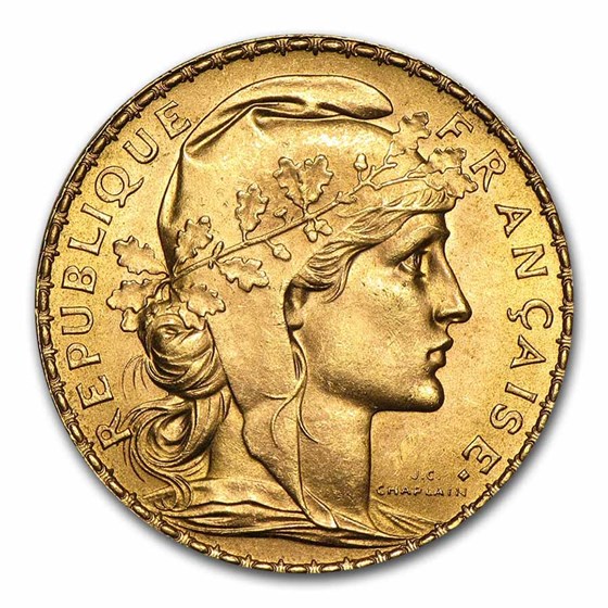 France Gold 20 Francs French Rooster Coin (1899-1914) AU France Gold 20 Francs French Rooster Coin (1899-1914) AU