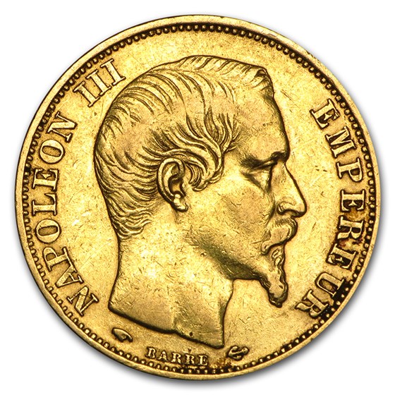 France Gold 20 Francs Napoleon III (1852-1860) Avg Circ France Gold 20 Francs Napoleon III (1852-1860) Avg Circ