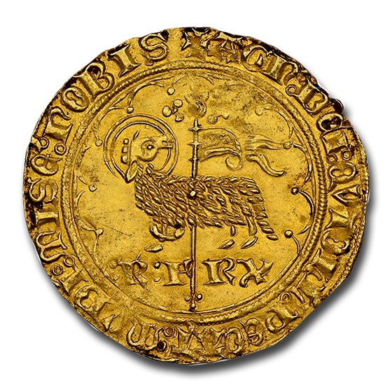 France Gold AV Agnel d'Or. (1380-1422 AD) Charles VI MS-62 NGC
