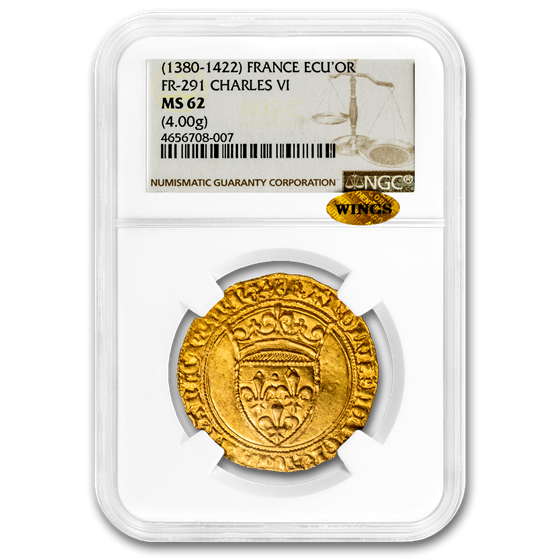 France Gold AV Ecu d'or Charles VI (1380-1422 AD) MS-62 NGC France Gold AV Ecu d'or Charles VI (1380-1422 AD) MS-62 NGC