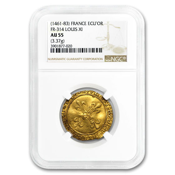 France Gold AV Ecu d'or Louis XI (1461-83 AD) AU-55 NGC France Gold AV Ecu d'or Louis XI (1461-83 AD) AU-55 NGC