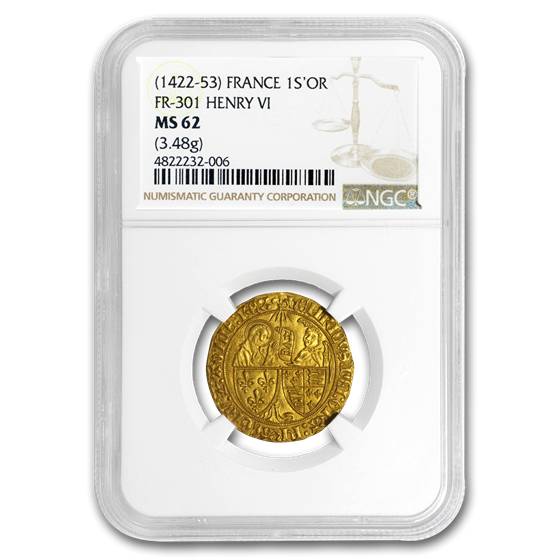 France Gold AV Salut d'Or Henry VI (1422-1453 AD) MS-62 NGC France Gold AV Salut d'Or Henry VI (1422-1453 AD) MS-62 NGC