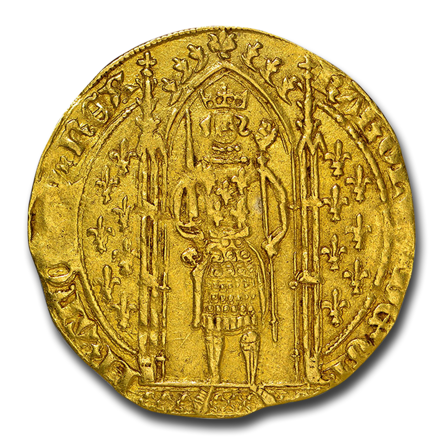 Buy France Gold Franc a Pied Charles V (1364-1380 AD) AU-55 NGC | APMEX